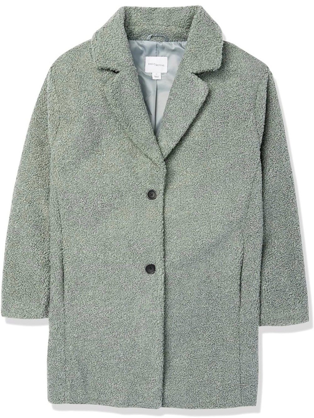 Teddy Bear Fleece Oversized-Fit Lapel Jacket / Sage / Medium